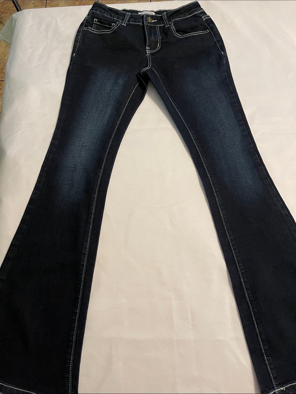 Women's Dark Wash Flared Jeans - Dark Blue
